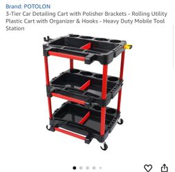 Potolon 3-Tier Rolling Car Detailing Cart
