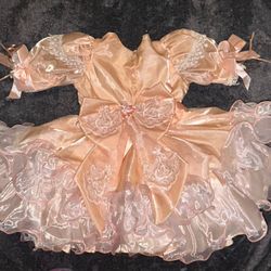 Vintage Peach Pageant Dress For Girl