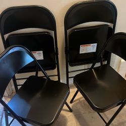 4x Black Metal folding Chairs