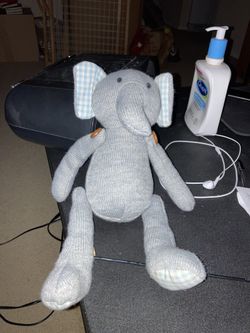 Andy B. Plush Knit Gray Elephant. Andrews+Blaine