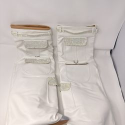 ✨ White Rhinestone Pocket Thigh-High Boots – Showstopper Alert! ✨
