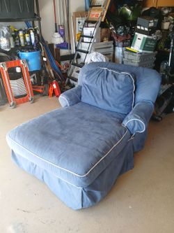 Blue Oversized Chaise Lounge Chair