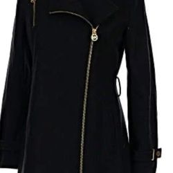 Michael Kors Black Women’s Coat With Zipper And Belt New
