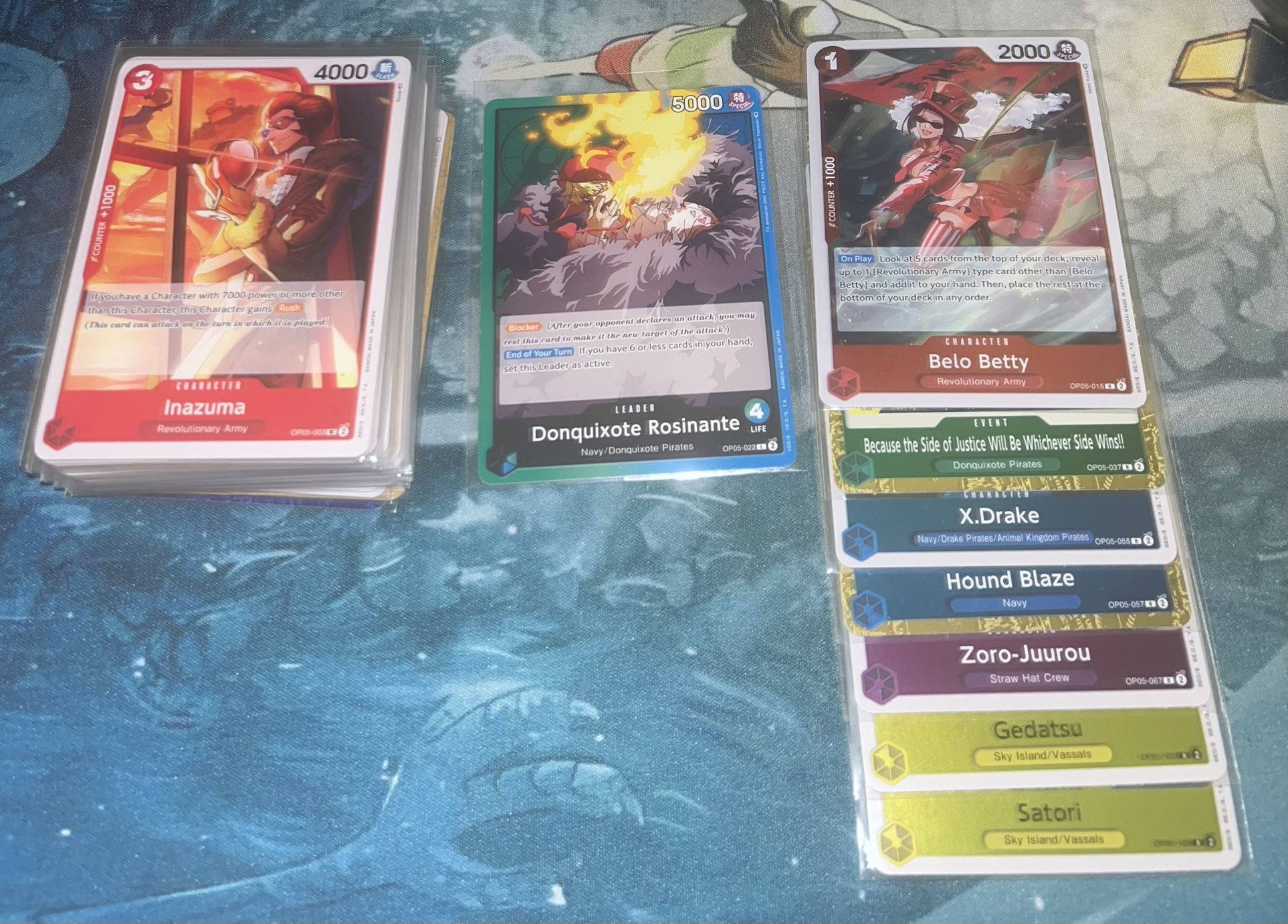 ONE PIECE OP5 “LOT” of 47 Cards TOTAL W/ 1 Leader & 7 Rares