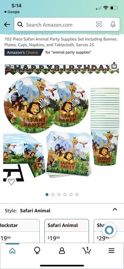 Safari Animal Party Supply Set