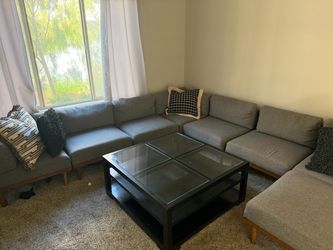 Mid century modern gray modular sectional