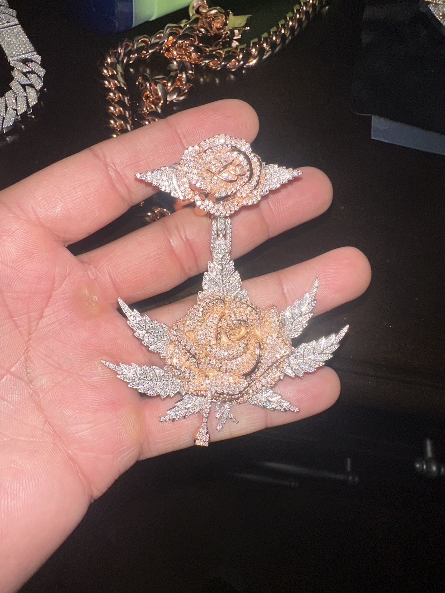 Rose Moissanite Pendant 2.85”