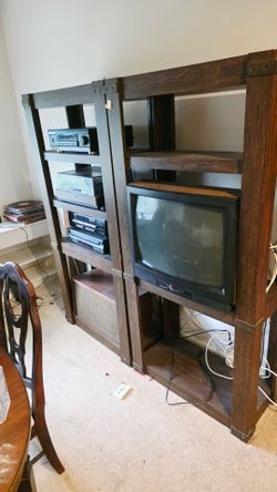 Dark Wood Entertainment Center Wall Unit