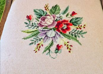 Antique Needlepoint -Carved Wood Side Chair