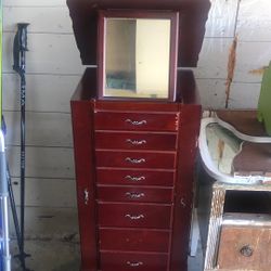 Tall Jewelry Chest With Mirror 