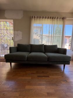 Marques Heritage Green Fabric 84" Sofa Loose Reversible Back