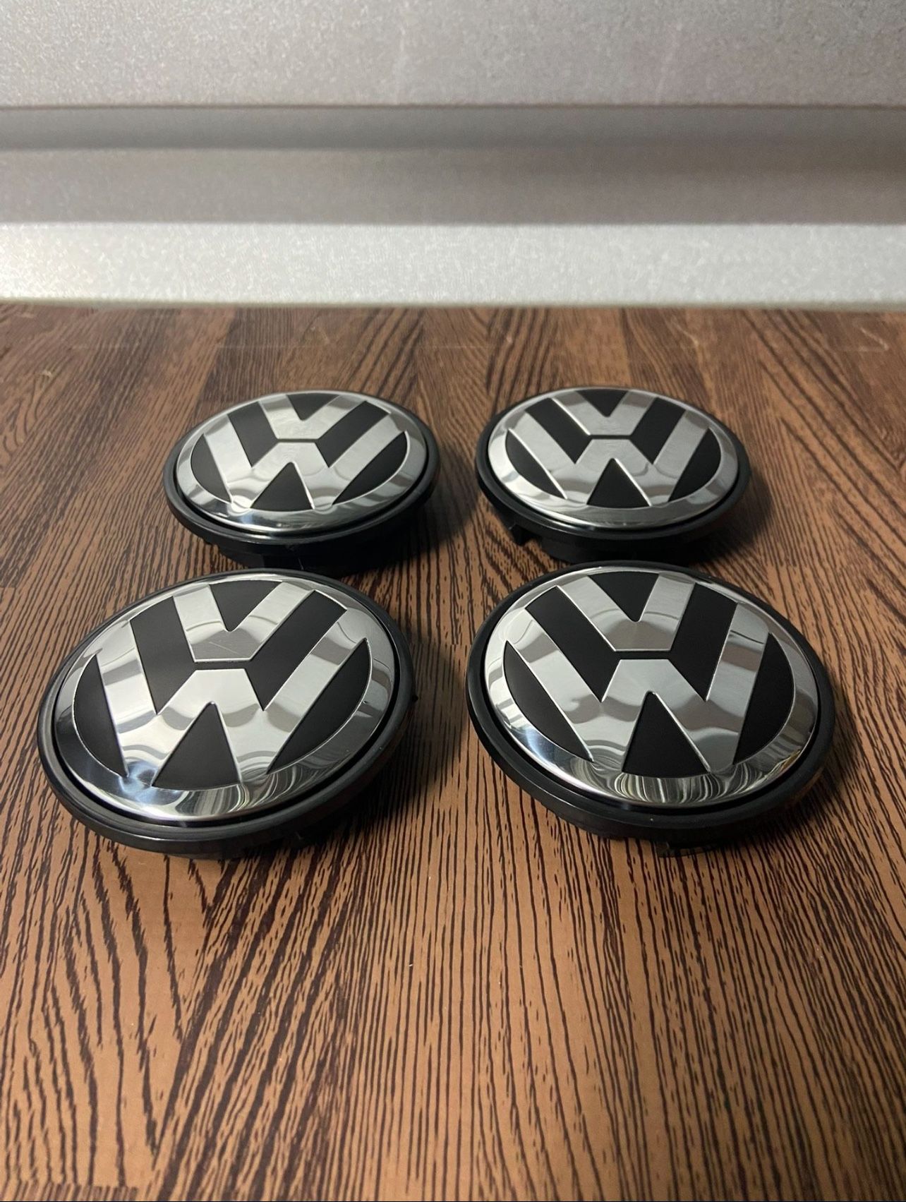 Volkswagen 65mm 2.5 Inch Black Chrome Wheel Rim Center Hub Caps Emblem 4PC Set