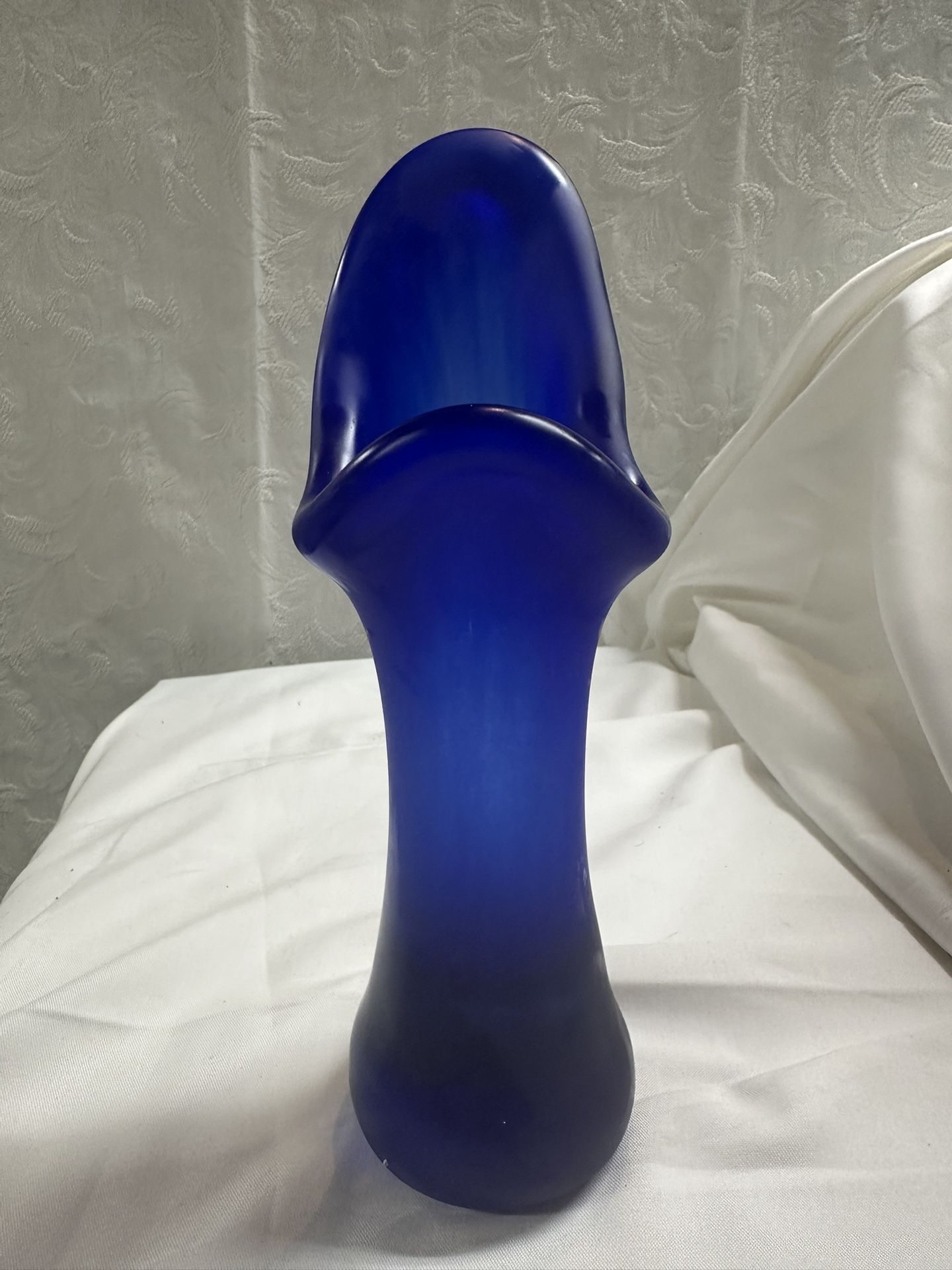 Kosta Boda Cobalt Blue Funghi Frosted Vase