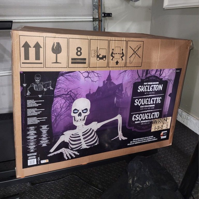 2025 Motion Activated Giant Ground Breaking Skeleton with LCD Eyes and Sound