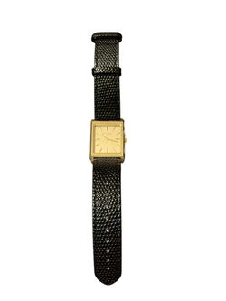 New Breda Virgil Watch 26mm Gold Black Lizard Embossed Leather 1736f Never Worn