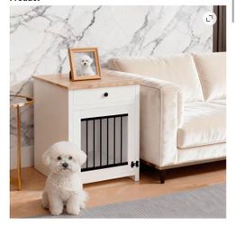 TIME RAY Dog Crate Furniture for Small Dog, Dog Cage Furniture with Upward Flapping Crate Door and Drawer Assembled Product Width: 24 in