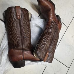 Texas Brown Leather Western Cowboy 🤠 Boots 👢Men size 9.5 EE