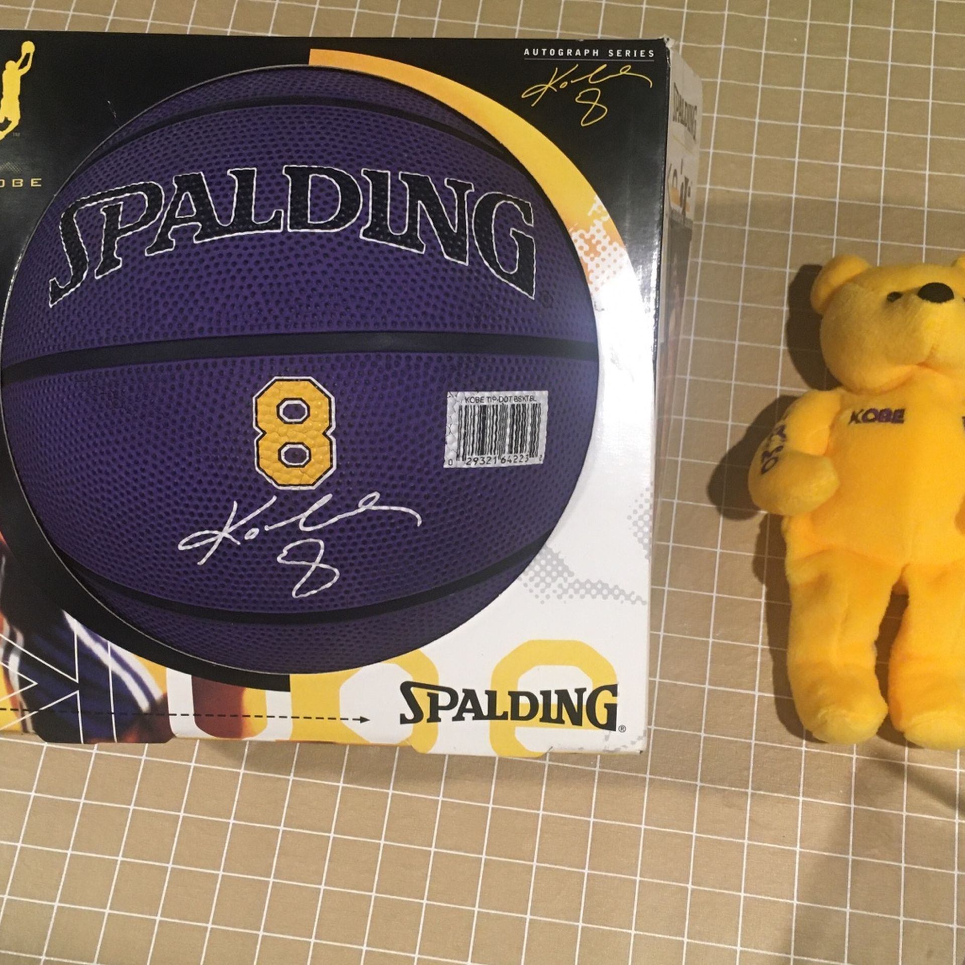Kobe Bryant 1998 Spaulding Autograph Series Basketball And Promo Bear