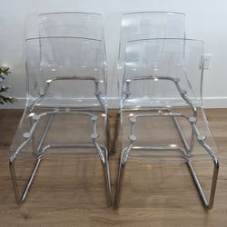 (4) Ikea Tobias Dining Chairs - Four Clear Chrome Plated Mid-Century Modern