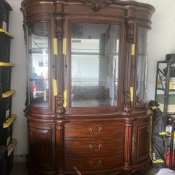 Antique China Cabinet Solid Wood 