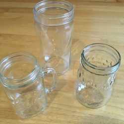 Lot of 3 Assorted Ball Spiral, Flute Canning Jars and Mug