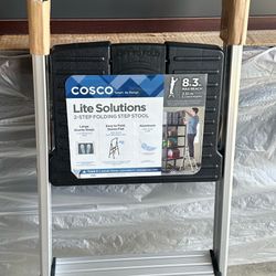 COSCO 2 Step Lite Solutions Folding Step Stool, Aluminum/Black