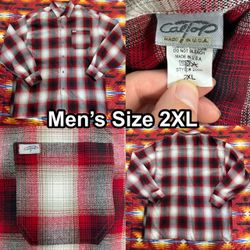 Vintage Caltop Shirt Men’s Size 2XL Red Flannel Plaid Long Sleeve Button Up USA