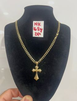 14K Solid Gold Chain and Pendant For Wedding 16.8Gr 24 Inches Long