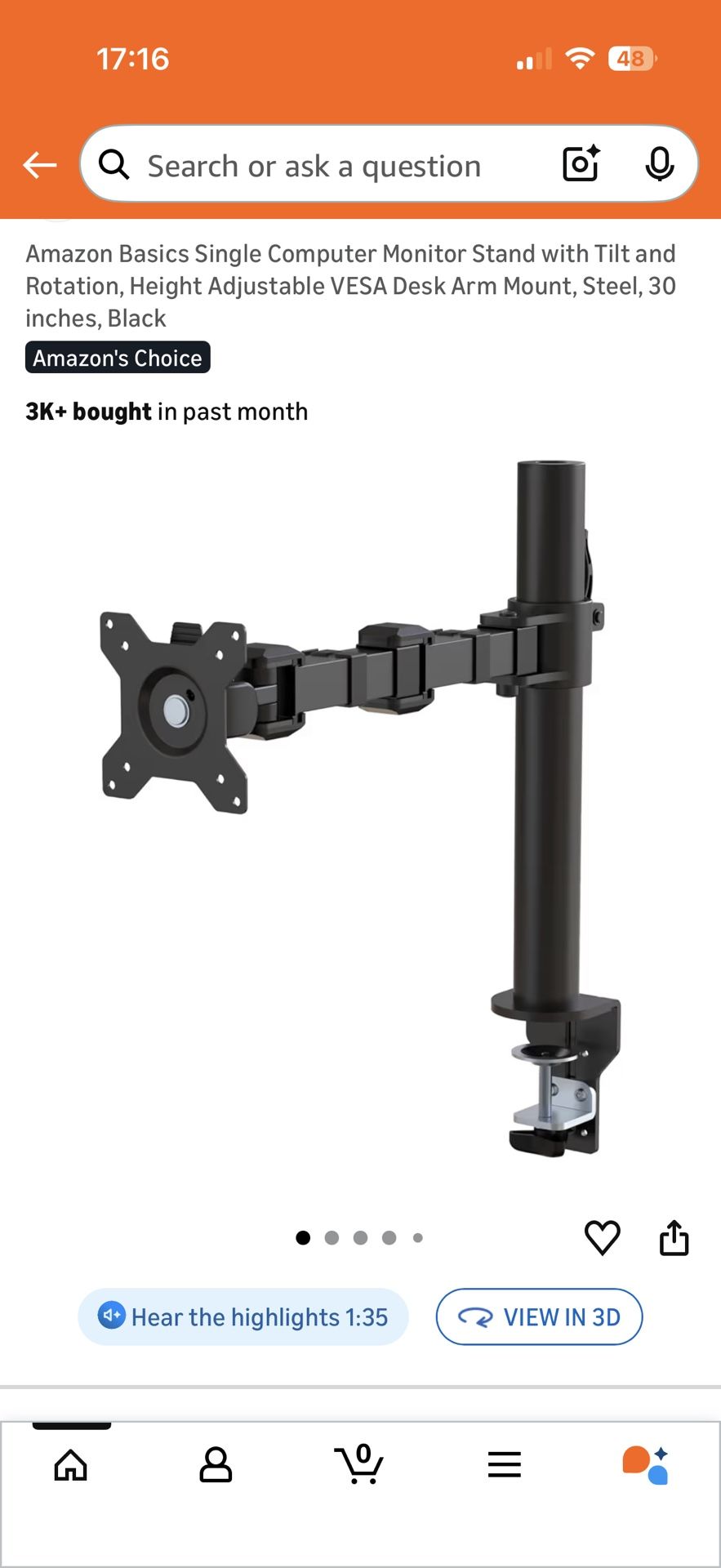 Single Computer Monitor Stand