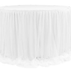 New Small Table White Tulle Chiffon Skirt 39” wide by 29” long