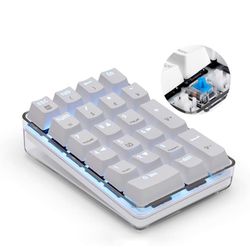 Number Pad, Mechanical USB Wired Numeric Keypad with Blue LED Backlit 21-Key Numpad for Laptop Desktop Computer PC 