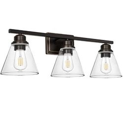 3-Light Bathroom Light, Oil Rubbed Bronze Vanity Light Fixtures, Bathroom Wall Sconce Lighting with Clear Glass Shades, ETL Listed (Bulb not Included)