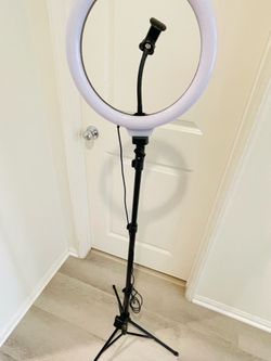 New 12" Fugetek Selfie Ring Light Kit with Tripod Stand, Dimmable, 3 Color Modes, Cell Phone Holder, Bluetooth Remote, Aluminum, Extendable, for Live 