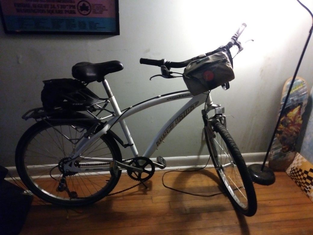 Great bike plenty extras helmet lef head lights storage rack and bag