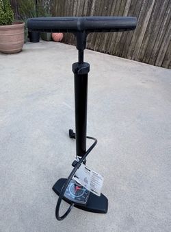 Black Floor Bike Pump with Gauge