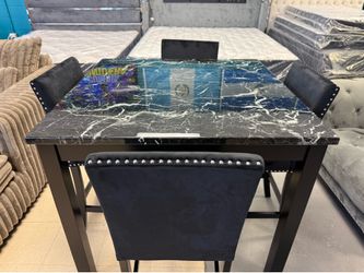 5pc dinette table black marble top