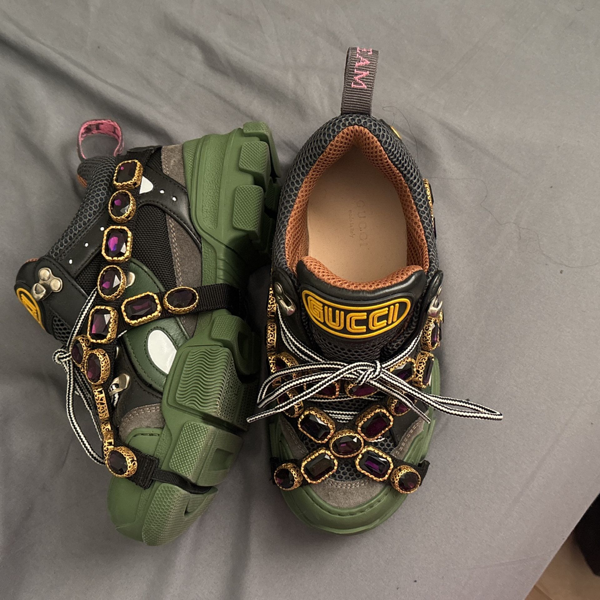 Womens Gucci Fleshtrek Crystal Sneakers