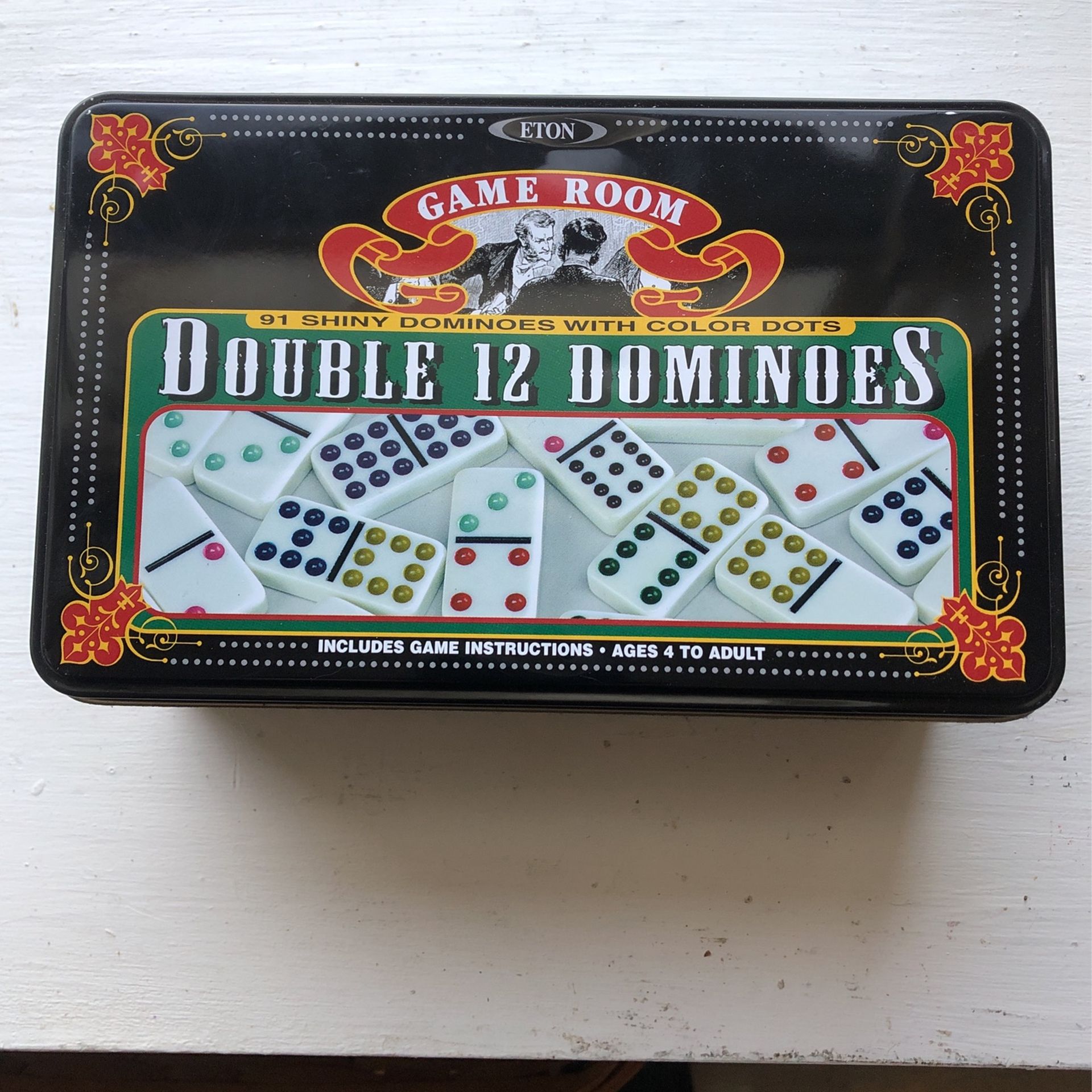 Game Room 91 Shiny With Color Dots 12 Dominoes