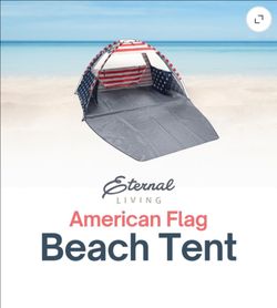American Flag Portable Beach Tent Anti-UV for 3-4 Person – Premium Beach Tent Sun Shelter with 3 Large Mesh Windows – ....asking $25.00