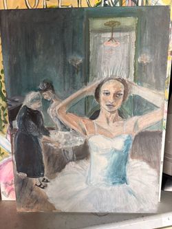 Original Oil Painting Ballet Dancer Scene