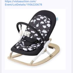 Evolur SleekSway Portable Baby Rocker in Black White, Foldable Travel Baby Rocker Chair