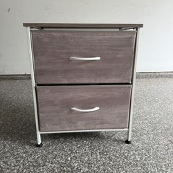 2-Drawer Fabric Storage Organizer – Wood Top & Metal Frame