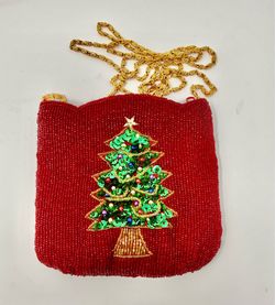 Christmas Beaded Small Purse  6x6