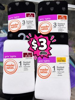 Wonder Nation Girls' Footed Tights