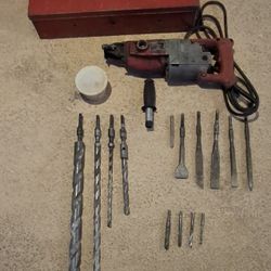 Milwaukee Rotory Hammer With Several Drill Bits.