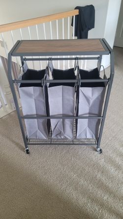Trinity Laundry Cart Flip-Up Top 3 Removable Bags