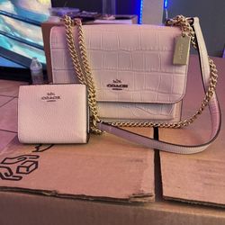 White/gold Coach Purse an Wallet 