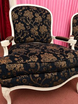 TWO FRENCH PROVINCIAL LOUNGE CHAIRS