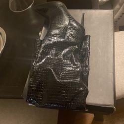 Winnie Harlow Black Croc Thigh High Boots