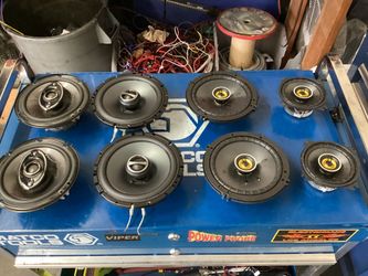 Alpine 6.5 SPS-610 240 watts peak (80watt rms) , pioneer TS-A1682R 6.5 4 way coaxial 280 watts peak (50-80 watt rms ) kicker 46CSC44 4 inch 2 way